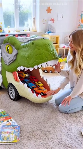 This giant 17-inch T-Rex carrier truck ROARS to life with lights & sounds! Load 12 mini cars through its mouth - includes pull-back dinosaurs, vehicles & a helicopter. ✨ Features Kids Love: • Real engine, horn & dinosaur sounds • Flip-open dino mouth for car loading • 8 pull-back dinosaur cars 4 transport vehicles • Durable & ASTM safety certified 🎁 Perfect Holiday Gift for ages 3 ! 🔥 Black Friday DEAL - Don't miss out! Tap "Shop Now" for roaring good times! 🛒 #DinosaurToys #TruckCarrier #Kid