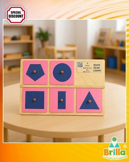 Montessori Materials - Wooden Drawing Inset Mini 5 Shape Stacker Kids