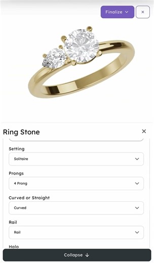 Use our Ring Designer on your phone to create real 3D manufacturing-ready jewelry in minutes.