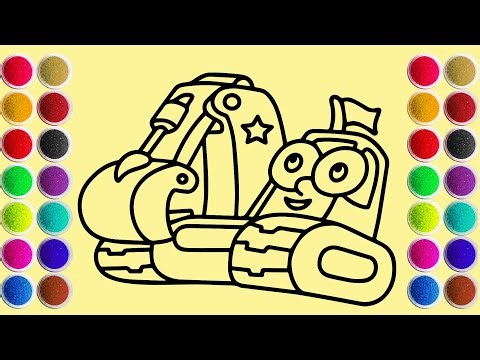 Sand painting drawing excavator