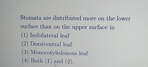 Stomata are distributed more on the lower surface than on the u... | Filo
