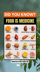 Food That Looks Like the Body Parts They Heal 🥕🧠💛 Ever notice how walnuts look like brains or carrots resemble eyes? 👀🥜 That’s no coincidence! These powerful whole foods support the exact organs they resemble—proof that food really is medicine. Eat smart, heal naturally! #FoodIsMedicine #HealingFoods #HolisticHealth | Health Spirit Body