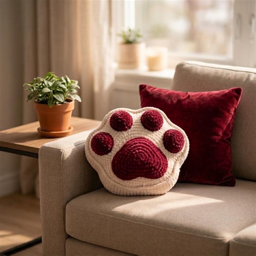 Crochet Paw Print Pillow Pattern PDF, Dog Cushion, Pet Lover Decor (digital Download) - Etsy UK