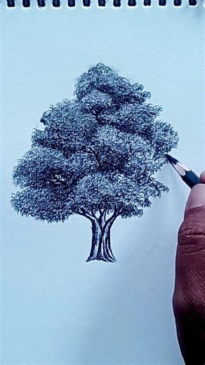 Easy Tree Drawing With Pencil | Simple Nature Drawing #shorts
