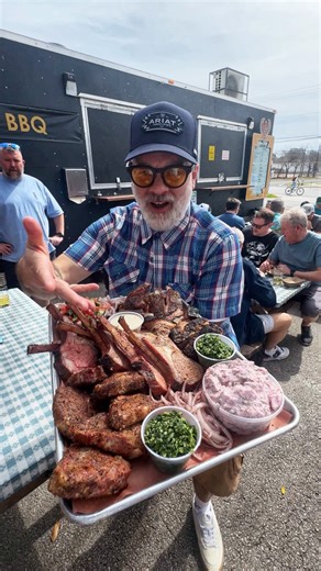 Is this the best bbq platter in texas ? This is @kgbbq the popular Egyptian inspired barbecue spot in Austin, Texas. The owner kareem has built his own unique BBQ concept that blends Texas smoke techniques with Egyptian and Middle Eastern flavors Kareem‘s approach to honouring the age old tradition of Texas perfection but adding the flavour profiles of the Middle East create something truly special these platters seriously impressed everyone and has set a solid standard for this tour but I wonde