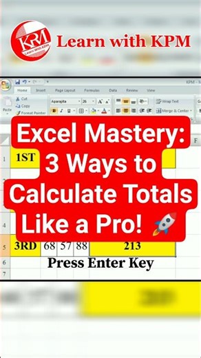 Excel Mastery: 3 Ways to Calculate Totals Like a Pro! 🚀 #excel #viral #shorts