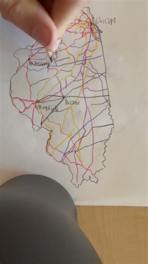 Illinois Railway map (colour coded)