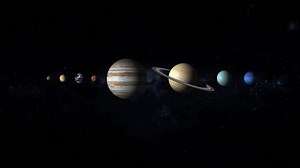 Our solar system consists of the planets Mercury, Venus, Earth, Mars, Jupiter, Saturn, Uranus, Neptune, and Pluto with stars of the milky way galaxy on background