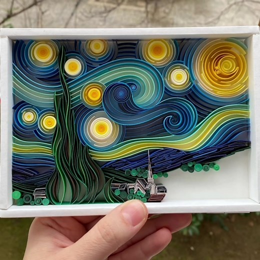 Starry Night Quilling Art Inspired by Van Gogh