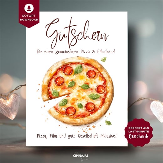 Printable Pizza Date Night Dinner Voucher Template | Restaurant Voucher Dinner Gift Idea for a Partner | Dina6 PDF - Etsy