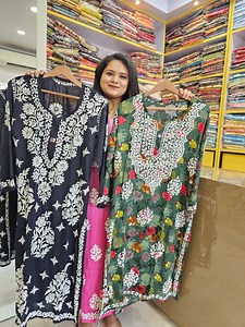 98K views · 786 reactions | হ্যান্ডমেড কুর্তি ও শাড়ী হোলসেলে | Galabooti,Sifon,Chanderi Gown,Mukesh Work | Call : 7439785541 | Digital Tutorial | Facebook