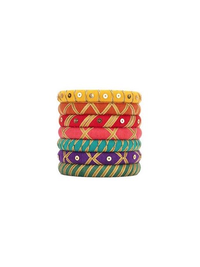 Colorful Silk Thread Bangles, Handmade Indian Bridal Bracelet Stack, Festive Jewelry - Etsy