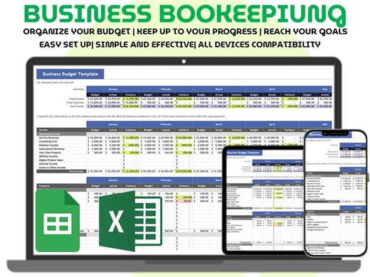 Small Business Bookkeeping Spreadsheet Excel & Google Sheets Simple Budget Tracker Income and Expense Finance Template for Small Business - Etsy