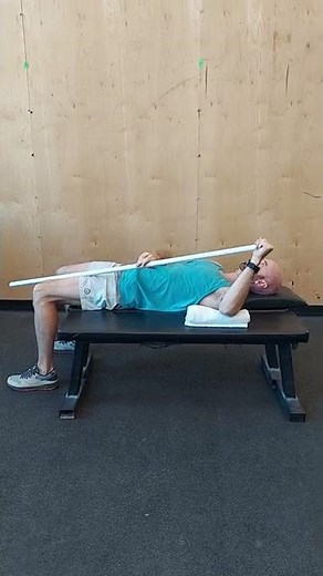 Supine AAROM Shoulder External Rotation in 90° Abduction with Dowel (up to 45°)