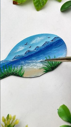 Easy beach watercolour painting tutorial | how to paint a beach seance | diy painting idea #art 🌊