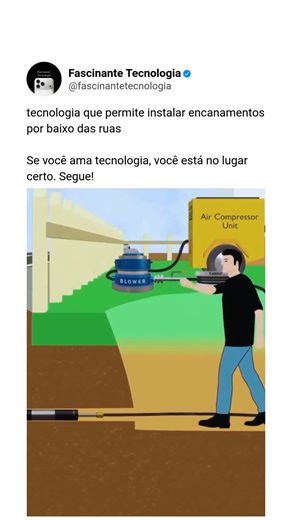 Fascinante Tecnologia on Instagram: "🚧 Existe uma tecnologia que permite instalar encanamentos por baixo das ruas sem precisar destruir o asfalto ou parar o trânsito? Isso se chama Impact Moling, e é uma das técnicas mais inteligentes já criadas para obras subterrâneas. 🔩 Como funciona? Engenheiros usam um equipamento que parece um “míssil” de metal. Ele é colocado no solo e, com vibrações e impactos controlados, vai cavando seu próprio caminho por baixo da rua — sem trincheiras e sem escavaçõ