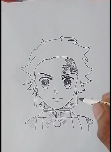 Tanjiro Kamado Drawing | Demon Slayer Fan Art 🌊🔥