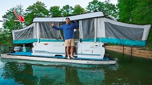 Setting Up a Pop Up Camper on My Pontoon Boat!! | AYO Fishing