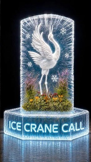 Ice crane call - reverse ice sculpture #karlis_ile #iceart #frozen #crane #icesculpture