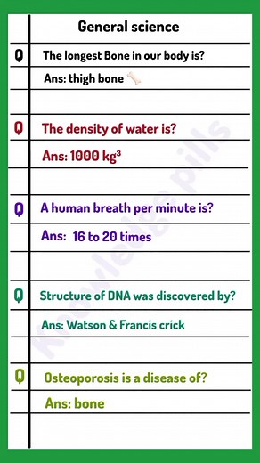 General science information General knowledge #GeneralScience #ScienceQuiz #ScienceFacts #Education #Learning #ScienceLovers #QuizTime #KnowledgeBoost #ScienceEducation #Biology #Physics #Chemistry #HumanBody #DNA #Osteoporosis #ScienceInPakistan #ScienceInIndia #GeneralKnowledge #ScienceQuestions #ScienceAnswers #EducationMatters #LearningIsFun #ScienceIsFun #QuizUp #ScienceNerd #ScienceGeek #BiologyLovers #PhysicsLovers #ChemistryLovers | Knowledge pills