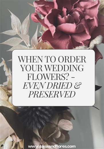 Wondering when to order your wedding flowers? 🌸 Dried and preserved wedding flowers are a popular choice for brides, but flower availability can change and certain colours or flowers may be limited and not available all year around. Ordering your wedding flowers in advance ensures you secure your favorite flowers, color palette, and custom designs. Avoid last-minute stress, peak-season delays, and international shipping issues. Perfect for engagement photos, indoor and outdoor venues, and stres