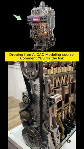 How This Engine Model Works: Viral CAD Modeling Secret 🤯🔥 #shorts