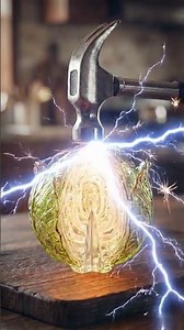 Hitting Glass Cabbage with a LIGHTNING Hammer ⚡ #asmr #shattering #highvoltage