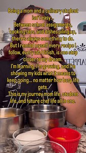 From mixing bowls to homework deadlines I’m learning how to juggle it all 🎓🍪 Because at the end of the day, I’m not just cooking for school… I’m cooking for my future. 💕 #bakingwithlove❤️ #bakingblog #bakingjourney #momof3 #escoffier #fyp #explorepage | Edna Gonzalez