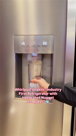 Nugget ice is coming to the fridge. Whirlpool unveiled the first integrated nugget ice maker in their Counter Depth 3-door and 4-door French Door refrigerator. Here’s a first look 🧊 #smarthome #smartkitchen #nuggetice #refrigerator #whirlpool | CNET