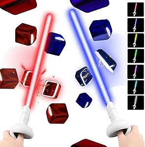 Game Accessories for Oculus Quest 2, VR Attachment Lightsaber Compatible with Meta Quest 2, 7 Colors LED Beat Saber Enhanced Handles for Supernatural, Blade & Sorcery, Fruit Ninja