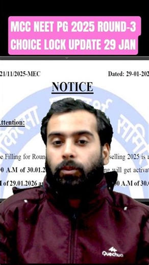 MCC NEET PG 2025 ROUND-3 MD/MS COUNSELLING CHOICE LOCK UPDATE #doctors #neetpg2025 #neetpg #shorts