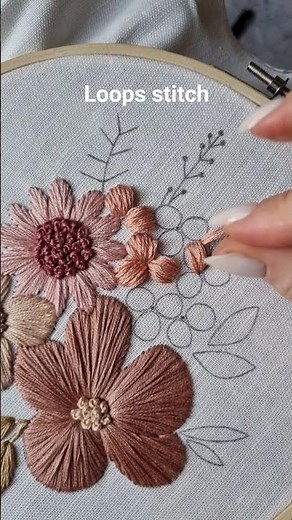 How to stitch dimensional and fluffy flower with loops stitch🌸 #embroidery #tutorial #diy #handmade