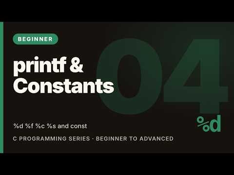C Programming Tutorial #4: Constants and printf Format Specifiers | Learn C (Beginner)