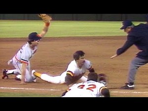 1984 WS Gm1: Relay nabs Bevacqua at third base