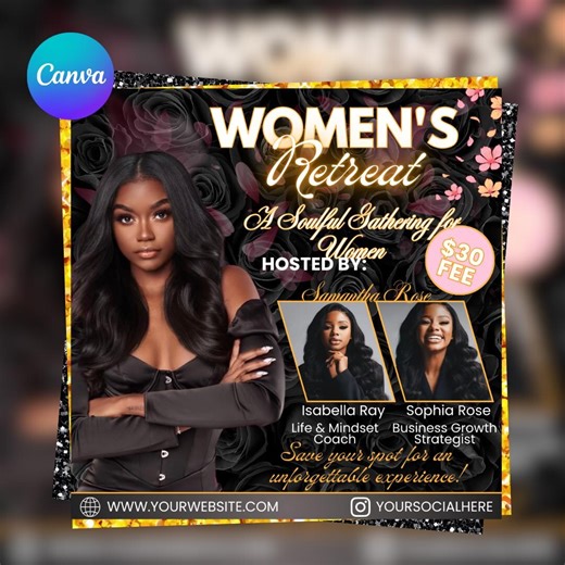 Women's Retreat Flyer, Conference Flyer, Women's Meeting, Guest Speakers Flyer, Networking Celebration Template, Church Event Flyer - Etsy