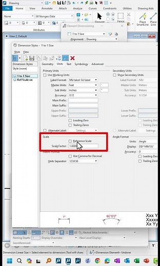 Dimensioning and measuring Scaled Reference