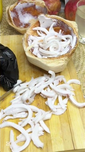 Fresh Coconut meat #coconut #fruitslicing #buko