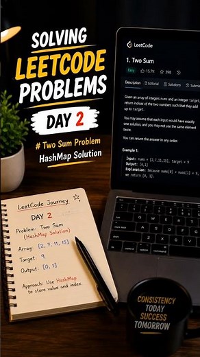 Day 2: Two Sum HashMap Solution 🚀 | LeetCode Java #coding #shorts #viral #trending #programming