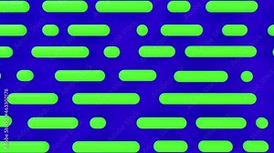 Geometric moving green shapes, abstract blue background in minimalism. Stripes pattern background. Motion design, Lines pattern. For promo and presentation. 3d seamless looped animation 4K