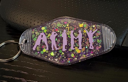 Purple Glitter “army” Motel Keychain - Etsy