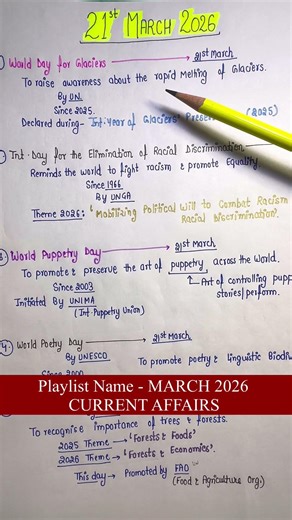 21st March 2026 || Daily current affairs || Handwritten notes || An Aspirant !