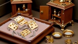 Miniature Door Hinges with Screws, 4 Pieces, 1:12 Scale, Suitable for Decoration, Dollhouse Accessories