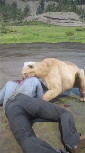 Insane RDR2 Lion Attack on Helpless Man 😱 Brutal Survival Moment! #shorts #gaming #viral