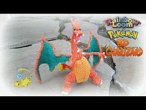 Rainbow Loom 3D Charizard Pokemon (Part 1/15) (リザードン , Dracaufeu, Glurak, покемон)