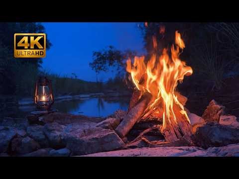 4K 🔥 Real Campfire Sounds for Sleep (10 Hours) | Crackling Fire | Night Forest | 100% Authentic