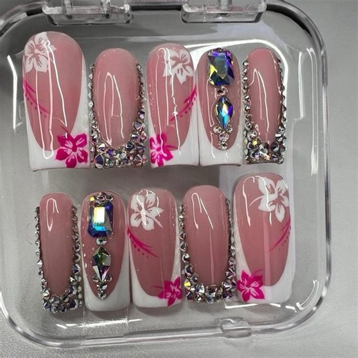 Hibiscus Lux Glam Press-on Nails - Etsy