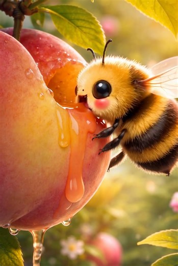 This Tiny Bee vs a Giant Peach 🍑🐝