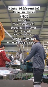 Night Differential Rate in Korea 🇰🇷 #fyp #EPSKorea #OFWKOREA #epsaspirant #epsworker #FactoryWorkerInSouthKorea | Aj Selga