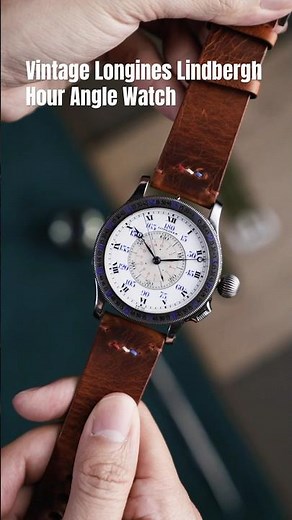 Vintage Longines Lindbergh Hour Angle Watch with JU Custom Waxy Leather Strap #watch