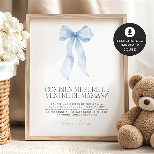 Jeu Pour Shower De Bébé, Combien Mesure Le Ventre De Maman?, PDF Imprimable, Baby Shower, Boucle Bleue, Garçon, Aquarelle, élégant, EV004 - Etsy Australia